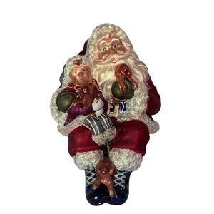 Vintage Christmas Santa Hand Blown Mercury glass 10” Shelf Sitter Story time